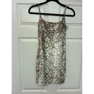 Windsor Snakeskin Print Slip Dress Spaghetti Strap Bodycon Knee Length Small